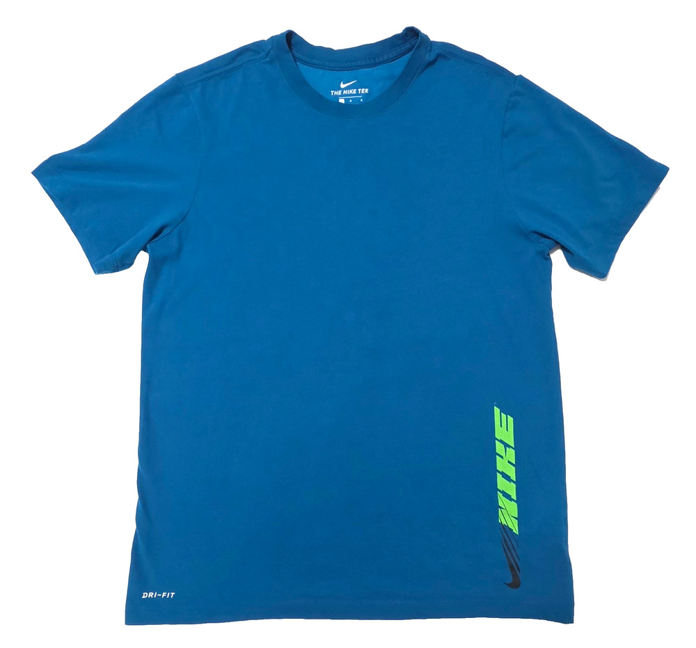 Nike Dri-FIT Shirt Mens Large Blue Graphic Tee Athletic Workout Gym Training L
